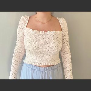White lace blouse.